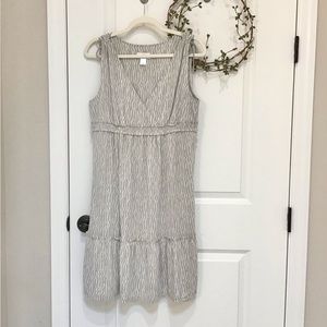 LOFT Gray/Cream Sleeveless Dress Size Medium, EUC